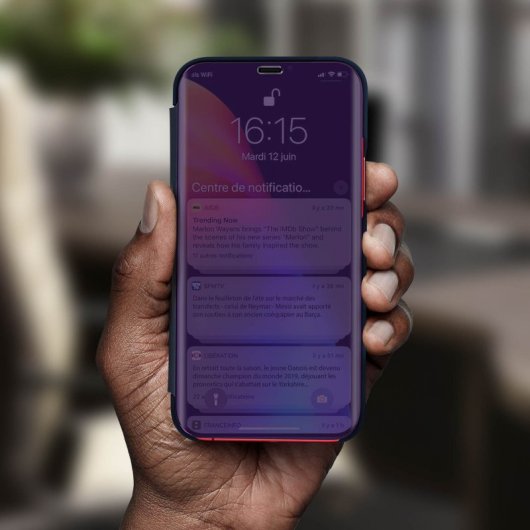 Avizar Funda Libro Translúcida Efecto Espejo Violeta para iPhone 11 Pro