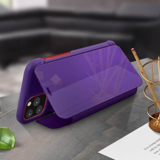 Avizar Funda Libro Translúcida Efecto Espejo Violeta para iPhone 11 Pro