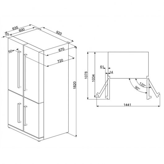 Smeg FQ60XPE Frigorífico Americano 4 Puertas A+ Inox