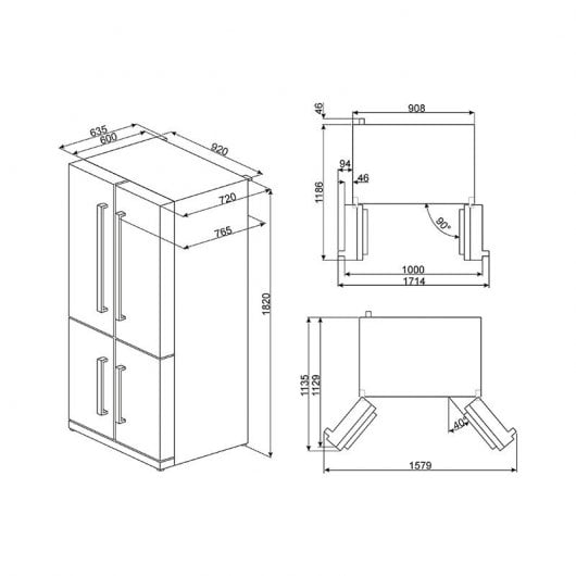 Smeg FQ75XPED Frigorífico Americano 4 Puertas A+ Inox