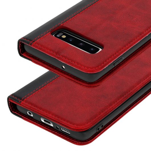 Avizar Funda Cartera Función Soporte Roja para Samsung Galaxy S10 Plus