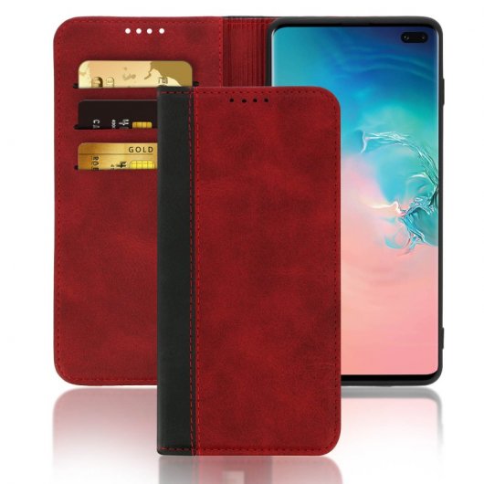Avizar Funda Cartera Función Soporte Roja para Samsung Galaxy S10 Plus