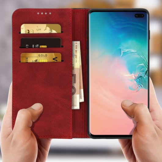 Avizar Funda Cartera Función Soporte Roja para Samsung Galaxy S10 Plus