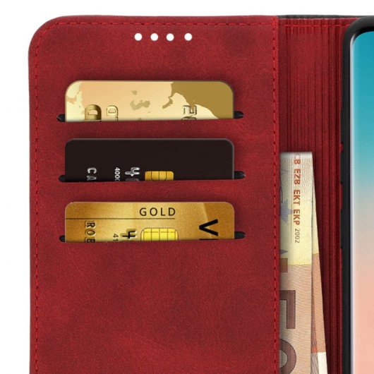 Avizar Funda Cartera Función Soporte Roja para Samsung Galaxy S10 Plus