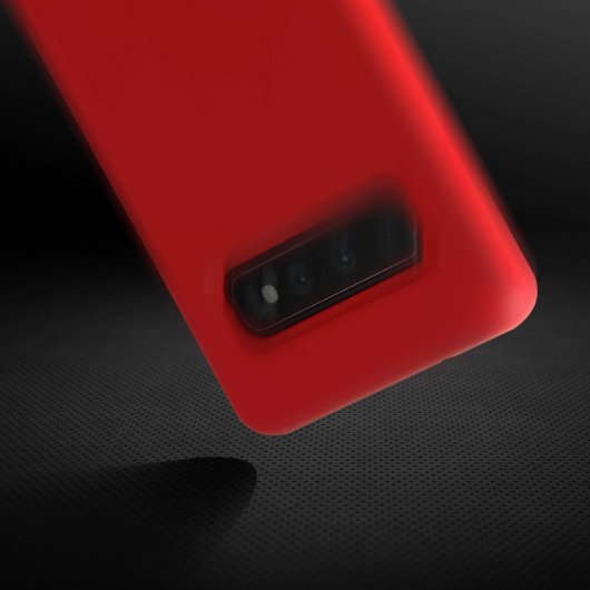 Avizar Funda de Silicona Semirrígida Mate Suave Roja para Samsung Galaxy S10