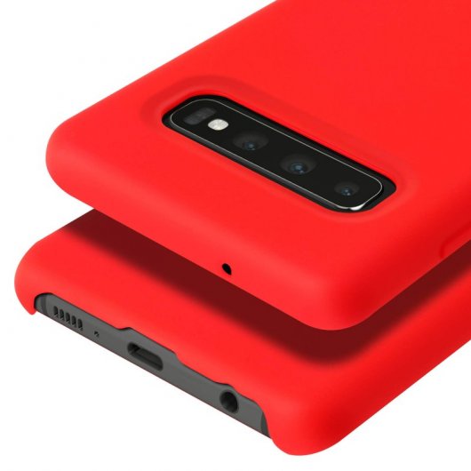 Avizar Funda de Silicona Semirrígida Mate Suave Roja para Samsung Galaxy S10