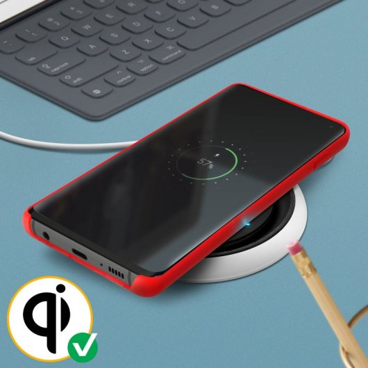 Avizar Funda de Silicona Semirrígida Mate Suave Roja para Samsung Galaxy S10