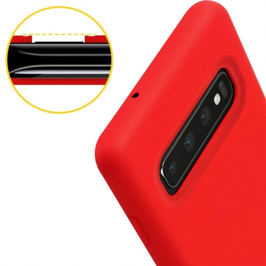 Avizar Funda de Silicona Semirrígida Mate Suave Roja para Samsung Galaxy S10