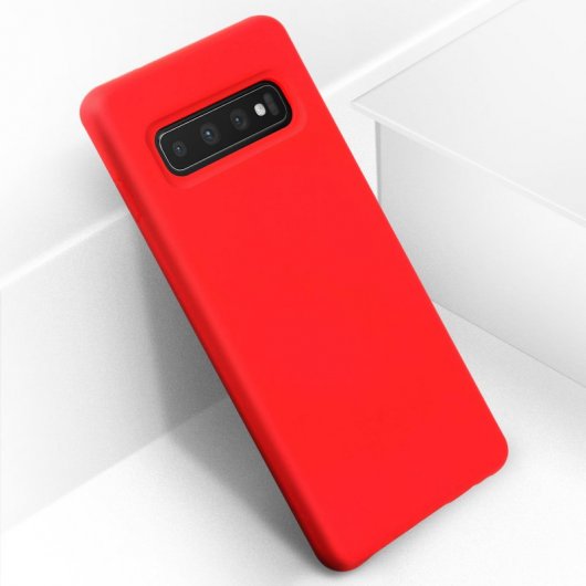 Avizar Funda de Silicona Semirrígida Mate Suave Roja para Samsung Galaxy S10