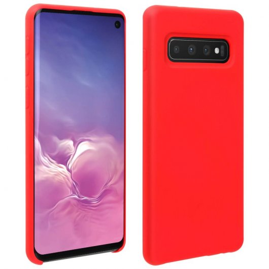 Avizar Funda de Silicona Semirrígida Mate Suave Roja para Samsung Galaxy S10