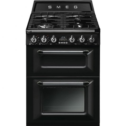 Smeg Victoria TR62BL Cocina de Gas 4 Zonas + 2 Hornos Negra