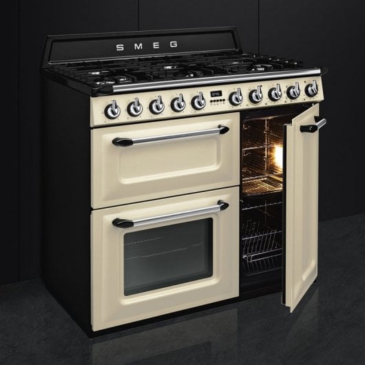 Smeg Victoria TR93P Cocina de Gas 6 Zonas + 3 Hornos Crema