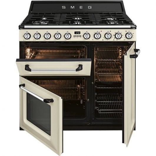 Smeg Victoria TR93P Cocina de Gas 6 Zonas + 3 Hornos Crema