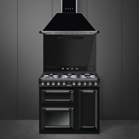 Smeg Victoria TR93BL Cocina de Gas 6 Zonas + 3 Hornos Negra