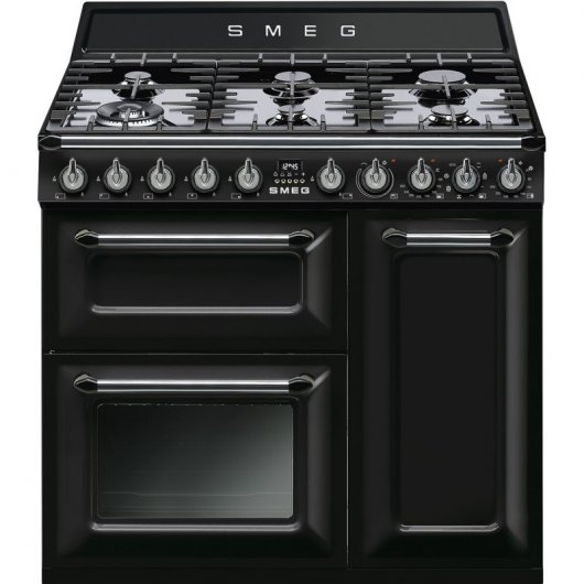 Smeg Victoria TR93BL Cocina de Gas 6 Zonas + 3 Hornos Negra