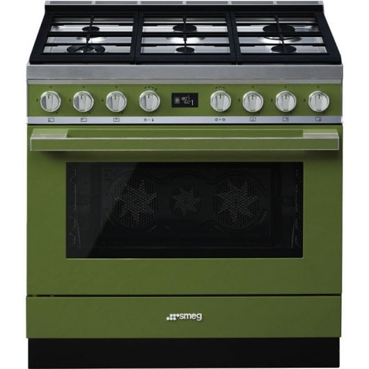 Smeg Portofino CPF9GPOG Cocina de Gas 6 Zonas + Horno Pirolítico Verde