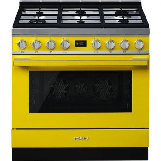 Smeg Portofino CPF9GPYW Cocina de Gas 6 Zonas + Horno Pirolítico Amarilla