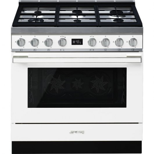 Smeg Portofino CPF9GPWH Cocina de Gas 6 Zonas + Horno Pirolítico Blanca