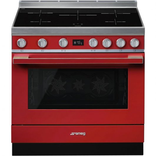 Smeg Portofino CPF9IPR Cocina de Inducción 5 Zonas + Horno Pirolítico Roja