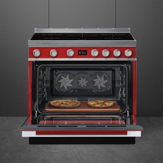 Smeg Portofino CPF9IPR Cocina de Inducción 5 Zonas + Horno Pirolítico Roja
