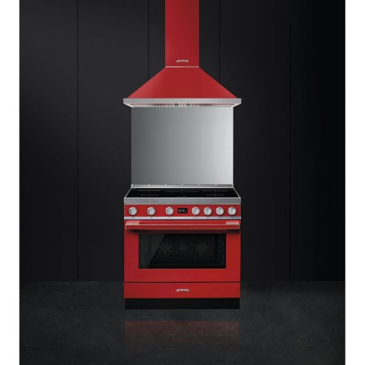Smeg Portofino CPF9IPR Cocina de Inducción 5 Zonas + Horno Pirolítico Roja