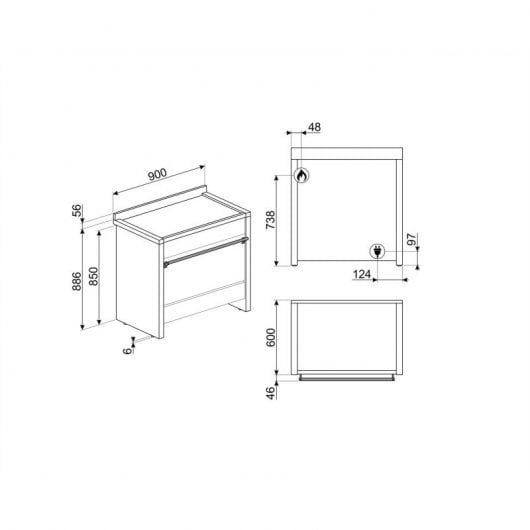 Smeg A19 Cocina de Gas 6 Zonas + Horno Multifunción Inox