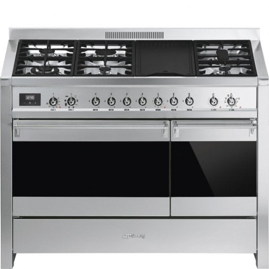 Smeg A381 Cocina de Gas 6 Zonas + 2 Hornos + Plancha Inox