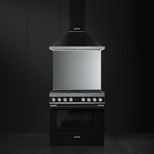 Smeg Portofino CPF9GMBL Cocina de Gas 6 Zonas + Horno Multifunción Negra