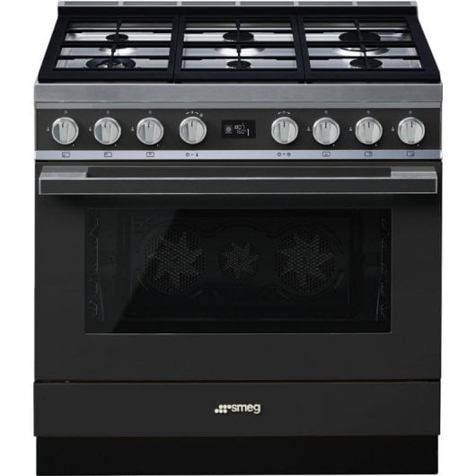 Smeg Portofino CPF9GPAN Cocina de Gas 6 Zonas + Horno Pirolítico Antracita