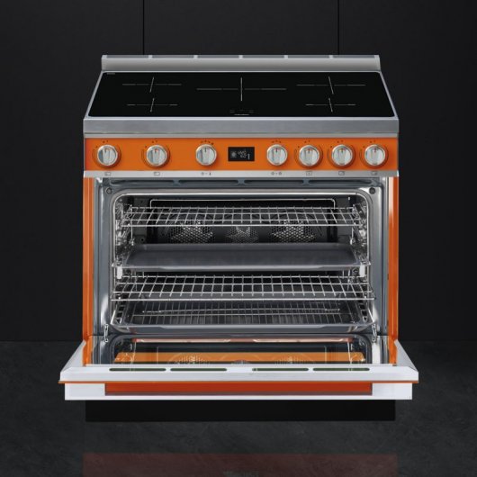 Smeg Portofino CPF9IPOR Cocina de Inducción 5 Zonas + Horno Pirolítico Naranja