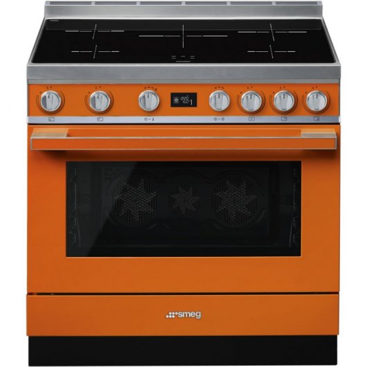 Smeg Portofino CPF9IPOR Cocina de Inducción 5 Zonas + Horno Pirolítico Naranja