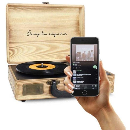 Tocadiscos Prixton VC400 6W Bluetooth RCA USB Tracción Correa Vinilo Madera