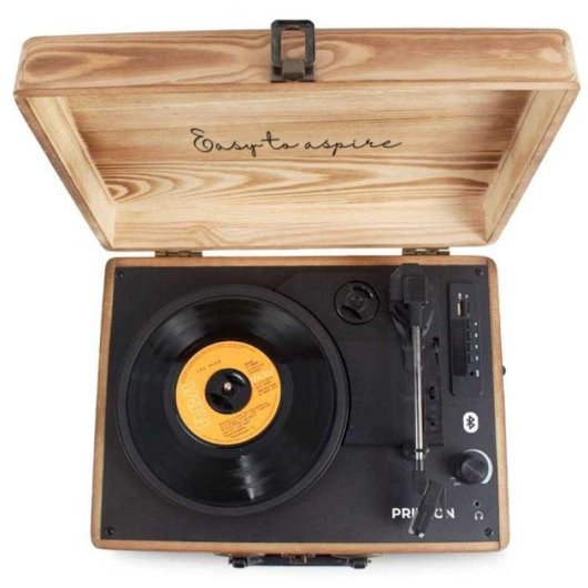 Tocadiscos Prixton VC400 6W Bluetooth RCA USB Tracción Correa Vinilo Madera