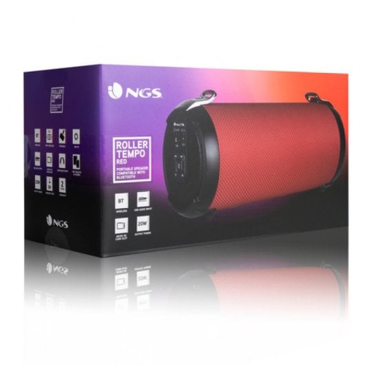 NGS Tempo Black Coluna Bluetooth Vermelha