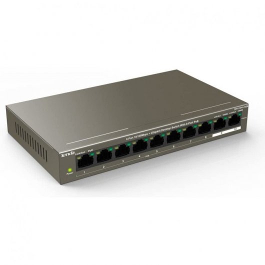 Tenda TEF1110P-8-102W 8-Port 10/100 Mbit/s Desktop-Switch 2 Gigabit-Ports mit 8 PoE-Ports