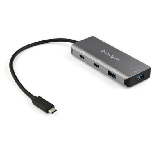 StarTech.com Hub USB-C a 4 porte con 2x USB A e 2x USB C - SuperSpeed 10Gbps USB Type-C 3.1/3.2 Gen 2 Hub - Bus USB alimentato - Adattatore portatile da USB tipo C a USB - Alluminio - Cavo da 25cm