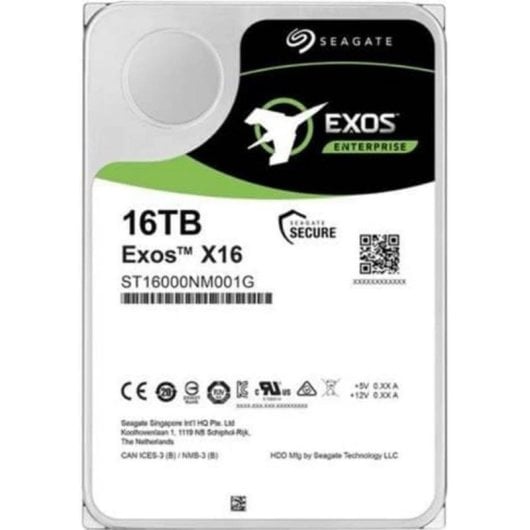 Disco duro Seagate Exos X16 16 TB HDD 7200 rpm SATA 6 Gb/s 256 MB cache