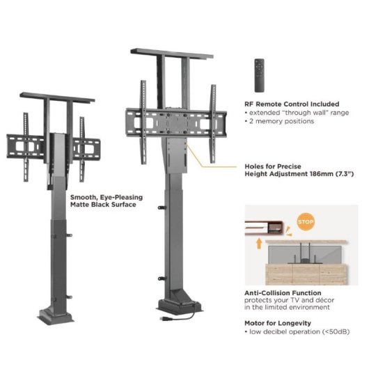 Equip 650606 Soporte Pantalla de Suelo Motorizado 37"-65" con Mando Distancia hasta 50kgs