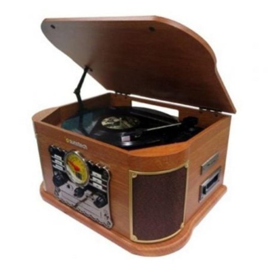 Tocadiscos Sunstech PXRC52CD 5W RMS Bluetooth Trazione Diretta CD Cassette MP3 Legno
