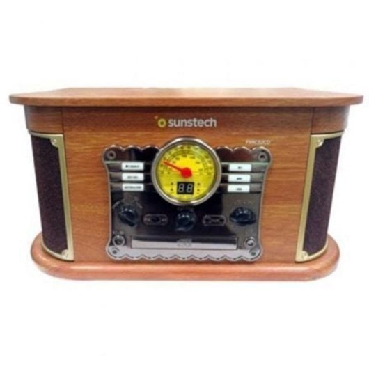 Tocadiscos Sunstech PXRC52CD 5W RMS Bluetooth Trazione Diretta CD Cassette MP3 Legno