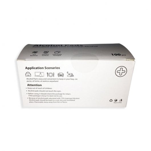 Alcohol Pads Pack 100 Toallitas Desinfectantes con Alcohol