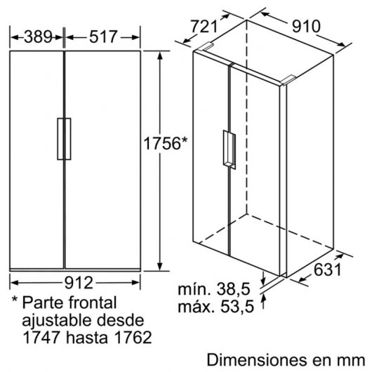 Siemens iQ700 KA92NLB35 Frigorífico Americano A++ Acero Inoxidable Negro