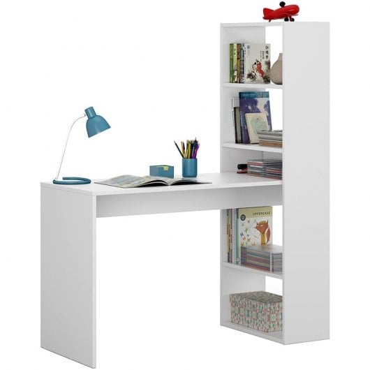 Habitdesign Duplo Mesa de Escritório com Estante Branca Artik