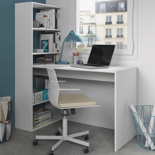 Habitdesign Duplo Mesa de Escritório com Estante Branca Artik
