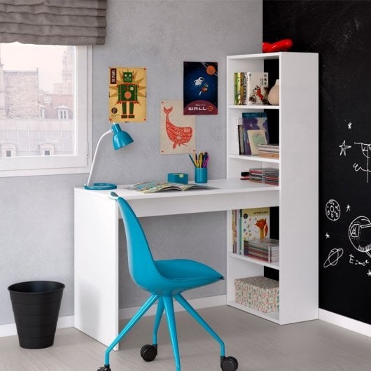 Habitdesign Duplo Mesa de Escritório com Estante Branca Artik