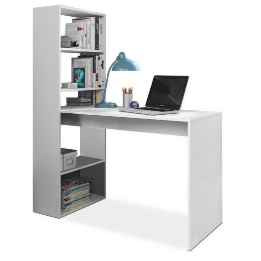 Habitdesign Duplo Mesa de Escritório com Estante Branca Artik