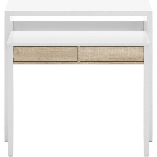 Habitdesign Bureau Mesa de Escritorio Extensible Blanco/Roble