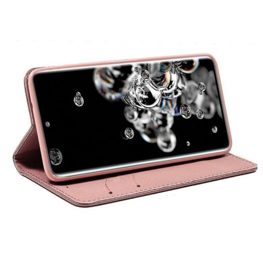 Cool Funda Flip Cover Liso Rosa para Samsung Galaxy S20 Ultra 5G