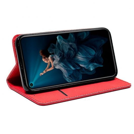 Cool Funda Flip Cover Liso Rojo para Huawei Nova 5T / Honor 20