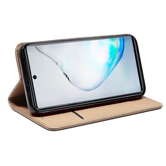 Étui à rabat beige uni cool pour Samsung Galaxy Note 10 Plus